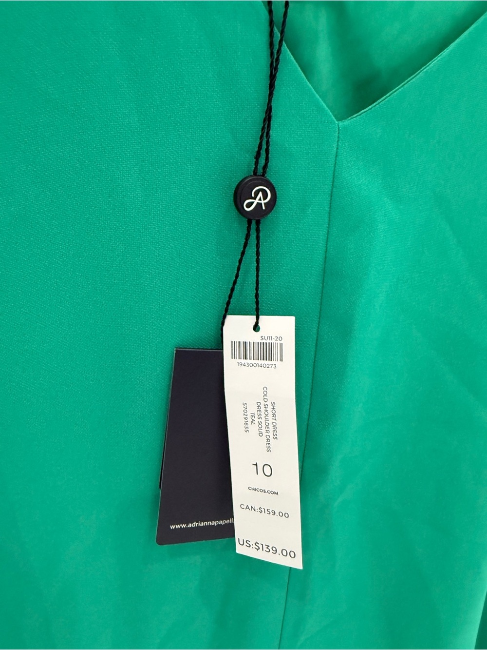 Adrianna Papell Emerald Green V-Neck Swim Cover-Up Tunic - Picture 6 of 8